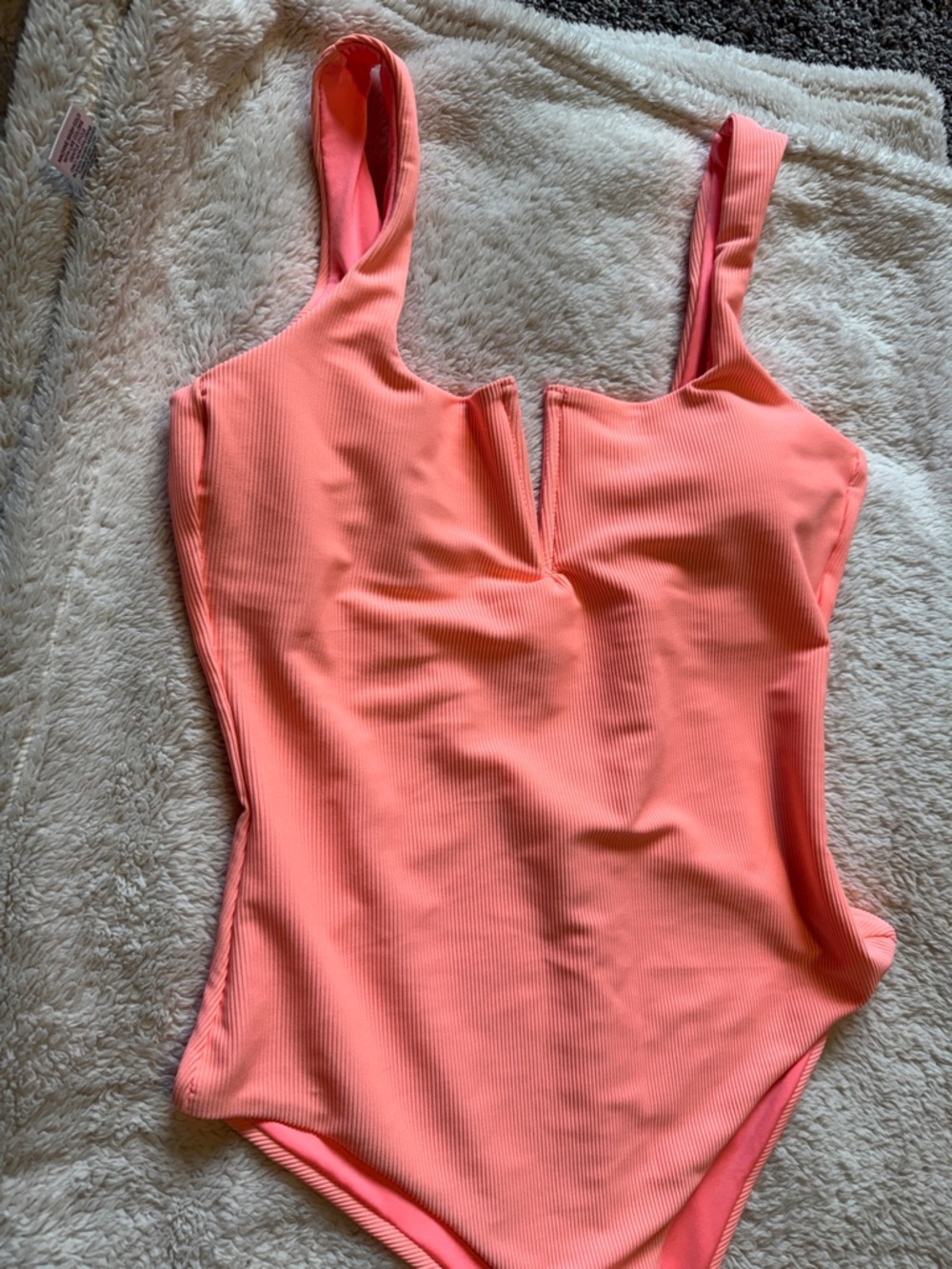 Beach Riot Tropez V-Wire Rib One-Piece Swimsuit, Guava, size Large, $178 - Picture 6 of 8